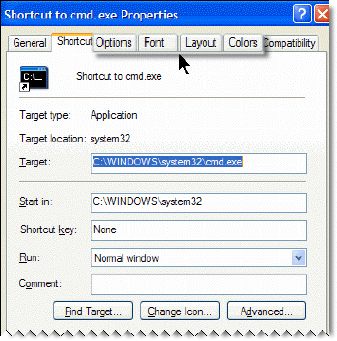 Configuring the Command Prompt Window